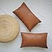 HOMFINER Set of 2 Thick Faux Leather Lumbar Throw Pillow Covers 12x20, Modern Farmhouse Boho Small Long Accent Scandinavian Decor Rectangle Decorative Cushion Cases for Couch Bed Sofa Cognac Brown