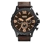 Fossil Men's Nate Watch In Blacktone With Dark Brown Leather Strap