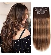 Clip In Human Hair Extensions,Double Weft Remy Hair Clip In Hair Extensions 70g 7pcs Straight Hum...