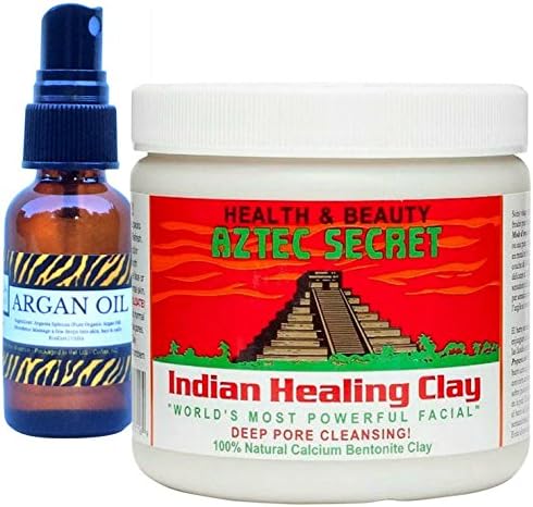 Aztec Secret Indian Healing Clay Deep Pore Cleansing (1 Pound) And Argan Oil Moisturizer (1 oz) – Bundle