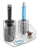 mDesign Hair Care Tools Holder for Brushes, Accessories, Combs, Hair Ties, Clips - Clear