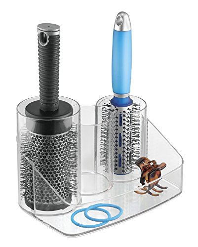 mDesign Hair Care Tools Holder for Brushes, Accessories, Combs, Hair Ties, Clips - Clear