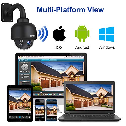 Dericam Outdoor Wireless Security Camera,Outdoor PTZ Camera,Crystal Full HD 1080P,4 X 0ptical Zoom,Auto Focus,Pre-Installed 32GB Memory Card, Black