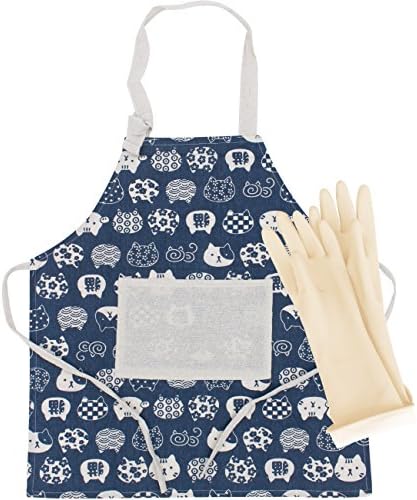 MJ 1 Pack Kids Waterproof Household Rubber Latex Cleaning Wash Gloves and Kids Apron
