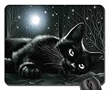 Schoolsupplies Black Cat In Moonlight Mouse Pad, Mousepad (Cats Mouse Pad)