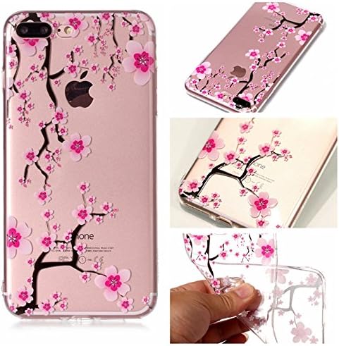 anzeal iPhone 8 Plus Case,iPhone 7 Plus Case, TPU Rubber Gel Shock-Absorption Bumper, Anti-Scratch Transparent Back Silicone Back Cover for iPhone 7 Plus/iPhone 8 Plus Flower