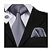 Hi-Tie Mens Solid Color Tie Handkerchief Cufflinks set Woven silk Wedding Tie