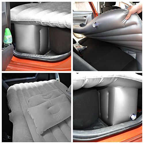 FLY5D Inflatable Car Mobile Cushion Seat Sleep Rest Mattress Air Bed Outdoor Sofa Mat Car Air Mattress Travel Bed Gray with Gear - Thumbnail 3