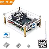 Smraza Case for Raspberry Pi 4 B, Case with Cooling Fan, Heatsinks Compatible with Raspberry Pi 4 Model B, Raspberry pi 3 B+/ 3B/ 2B (RPI Board Not Included) - Clear