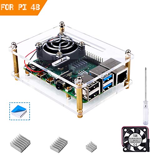Smraza Case for Raspberry Pi 4 B, Case with Cooling Fan, Heatsinks Compatible with Raspberry Pi 4 Model B, Raspberry pi 3 B+/ 3B/ 2B (RPI Board Not Included) - Clear