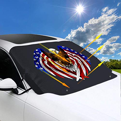 PNENGR Patriotic Desktop Wallpaper Windshield Cover Windshield Cover Sunshade, to Block The Heat of The Sun,Suitable for Most Automobiles, Easy to Install