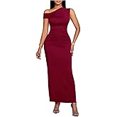 Floerns Women's Off The Shoulder Ruched Side Slit Bodycon Midi Dress Formal Party Cocktail Dress