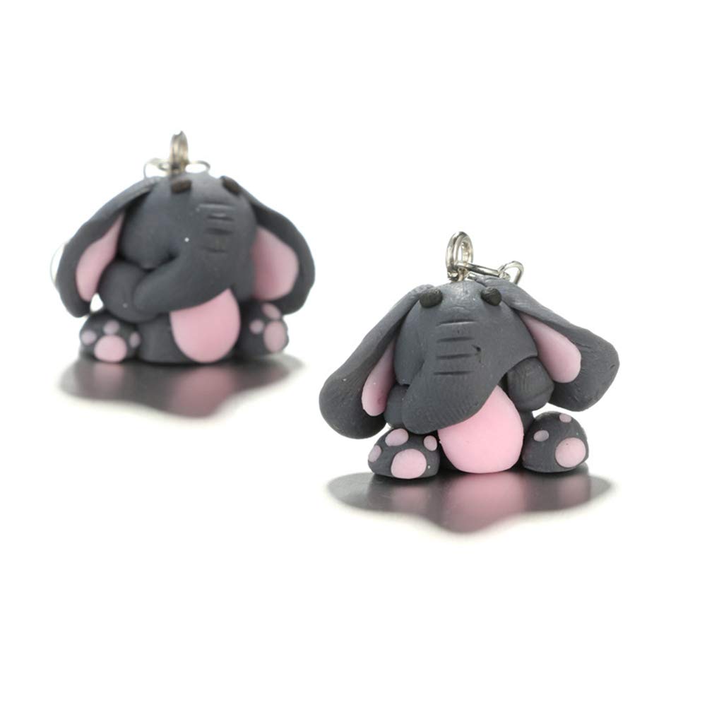 Afco Women Fashion Polymer Clay Cute Elephant Animal Drop Dangle Earring Jewelry Gift Wedding Party Dress Decor (2#)