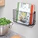 mDesign Metal Over Cabinet Kitchen Storage Organizer Holder or Basket - Hang Over Cabinet Doors in Kitchen/Pantry - Holds Bakeware, Cookbook, Cleaning Supplies - Steel Wire - Bronze