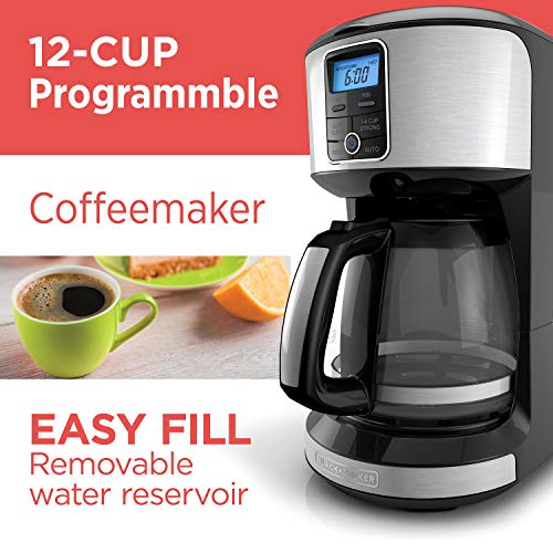 BLACK+DECKER 12Cup Programmable Coffeemaker, Stainless Steel, CM4100S