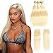 Allrun Hair 613 Blonde Human Hair 3 Bundles with Lace Closure (12 14 16+12 closure )Brazilian Straight Virgin Hair 613 Human Hair Extensions