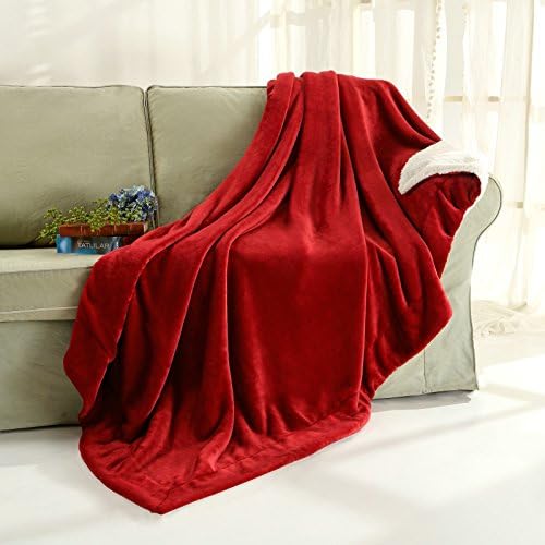 Sherpa Fleece Blanket Throw, Bed Blanket for Winter | Plush Microfiber Lightweight Travel Blanket Cozy Softest Warm Thick | Thermal Fuzzy Blanket for Teen Girls | Best Gift for Moms Burgundy 50x60"
