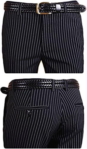auguswu Men's Flat Front Slim Fit Wool Chambray Pinstripe Suit Separate Pant 30W¡Á32L Black