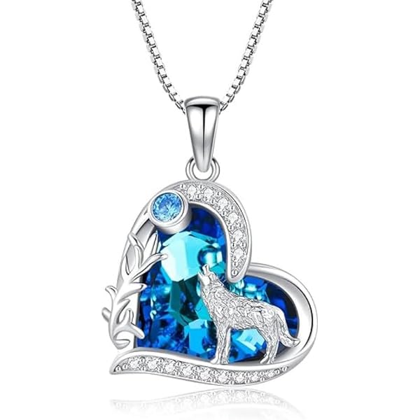 LUHE Sterling Silver Wolf Necklace - Moon & Mountain Pendant For Women & Girls, 925 Silver Jewelry Gift - View #3