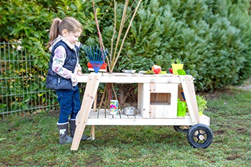 small foot Matschküche aus massivem und witterungsbeständigem Holz für Kinder ab 3, Outdoorküche mit Rädern, 11665 104 x… – Bild 3