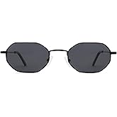 ZENOTTIC Small Octagonal Polarized Sunglasses for Women Men Hippie Metal Frame Retro Rectangle Sun Glasses
