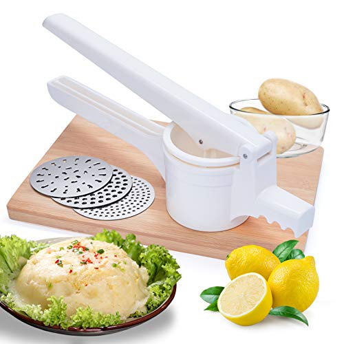 Nurch Potato Ricer, Fruit and Vegetables Masher Food Ricer Large Capacity with 3 Interchangeable Discs for Fine to Coarse Professional Baby Food Strainer and Press with Ergonomic Comfort Grip