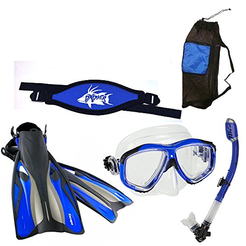 Buy Ocean Pro Blue Snorkeling SET Fins (XS / M 6 / 9) Mesh Bag Strap