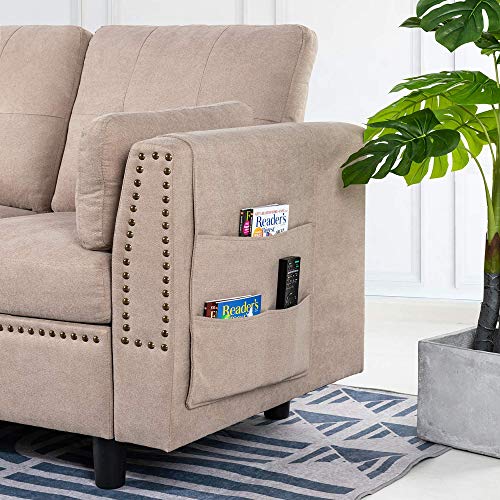 JY QAQA Convertible Sectional Sofa Couch with Reversible Chaise, L