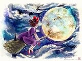 Studio Ghibli and Hayao Miyazaki Anime Inspired Kiki's Delivery Service Cute Witch Watercolor Painting Hand Signed Premium Quality GiclÃ¨e Print