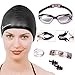 Neptune Swim Set - 5 Piece Goggles To Swim, Swimming Cap, Swimmers Ear Plug, Nose Swimming Clip, Swim Goggle Case + Spare Quick Fit Buckle