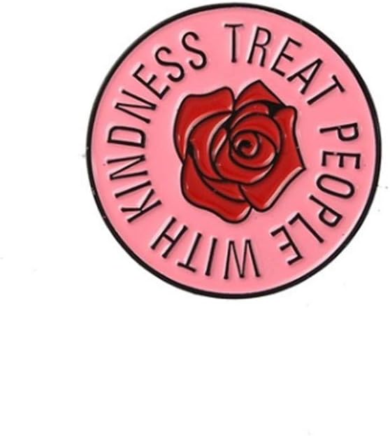 Brooch Pin English Letter Treat People with Kindness Badge Brooch Pin Clothes Scarf Jewelry - Pink