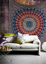 Bless International Indian Bohemian Psychedelic Peacock Mandala Wall Tapestry view 3