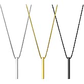 KURTOPLLY Pendant Necklace for Men Women, Tungsten Necklace of Loved One, Simple and Elegant Bar Stainless Steel Memorial Necklace Jewelry Gift (3pcs/Gold/Steel/Black)