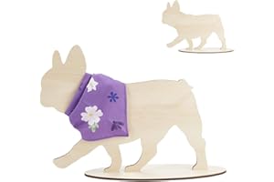 AHANDMAKER Bulldog Dog Silhouette Display Stand Scarf Bandana Blank MDF Wood Dog Display Stand for Pet Store Window Display P