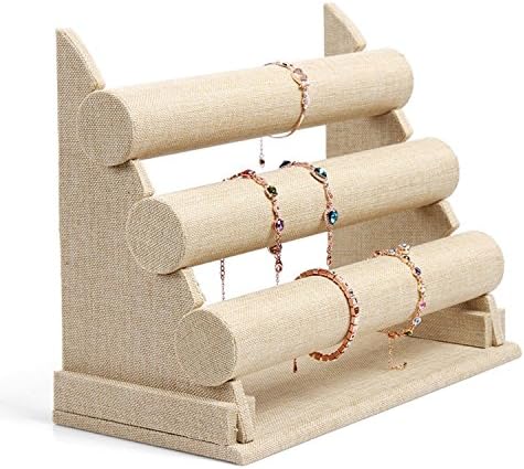 Zebratown 3-layer Linen Bangle Bracelet Display Stand Watch Display Shelf Jewelry Bracelets Stand