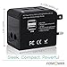 FosPower All-In-One International Power Adapter, High Speed [3.1A] Dual USB Ports Travel Plug Charger (US UK EU AU) for iPhone, iPad, Smartphones, Tablets, Laptop - Black