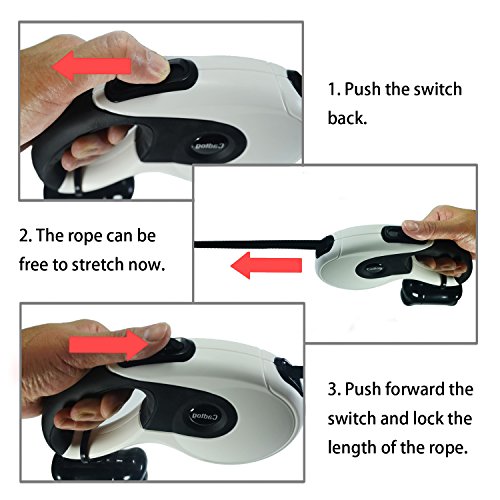 Cadtog Retractable Dog Leash,16 ft Dog Walking Leash for Medium Large Dogs up to 110lbs,One Button Break & Lock, Dog Waste Dispenser and Bags included (Black&White) - Thumbnail 3