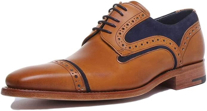 BARKER Haig Mens Leather Shoes in Brown Blue
