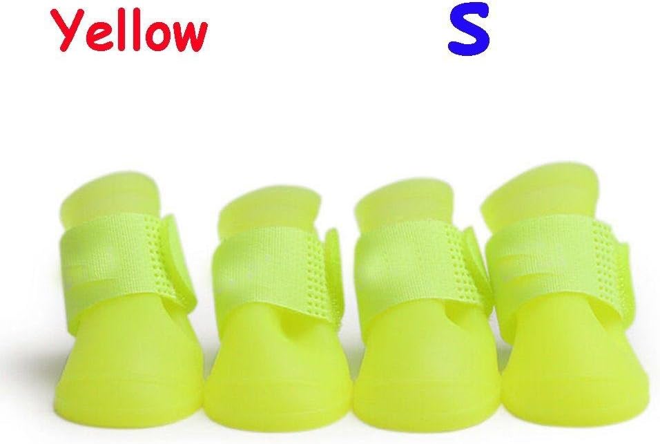 forviupet 4 PCS New Candy Color Pet Supplies PU Rubber Puppy Rainy Boots Dog Shoes Waterproof