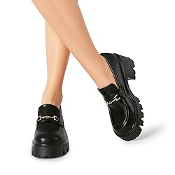 Women Loafers Platform Chunky Heel Slip On Lug Sole