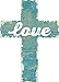 P. Graham Dunn Love Turquoise Distressed Crackled Paint 7 x 5 Wood Wall Art Cross Plaque