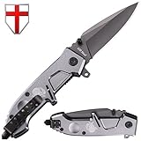 Pocket Folding Spring Assisted Knife - Portable Stainless Steel Locking Folder - Survival Compact Liner Lock Knife with Glass Breaker - Super Sharp Blade Knife for EDC Defense - Grand Way 6698 TN