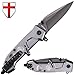 Pocket Folding Spring Assisted Knife - Portable Stainless Steel Locking Folder - Survival Compact Liner Lock Knife with Glass Breaker - Super Sharp Blade Knife for EDC Defense - Grand Way 6698 TN