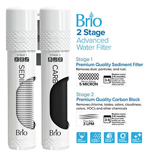 Brio Countertop Self Cleaning Bottleless Water Cooler Dispenser with Filtration - Hot Cold and Room Temperature Water. Free Extra Replacement Filters Included - UL/Energy Star Approved
