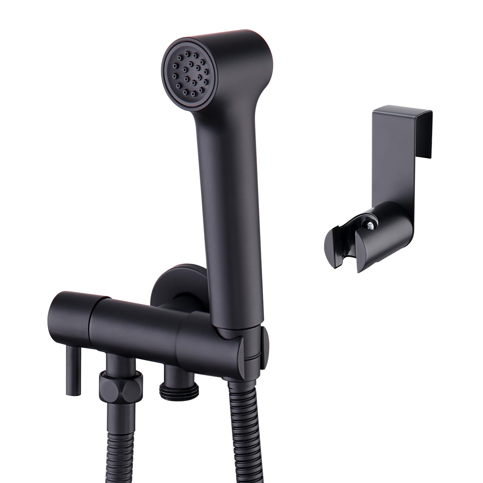 Faustina Bidet Sprayer for Bidet Kit Adjustable，Bidet Hand Shower Attachment for Toilet WC Bathroom Personal Hygiene Set Wall-Mounted in Brass, Black