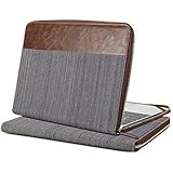 GMYLE The New GMYLE MacBook 12 with Retina Display Sleeve, Book Case Nylon for The New GMYLE MacBook 12 with Retina Display - Aluminium Grey & Brown PU Leather Laptop Zipped Case Cover