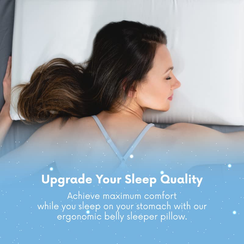 Belly Sleep Belly Pillow for Stomach & Back Sleeper Thin, Flat, & Ergonomic Pillows for
