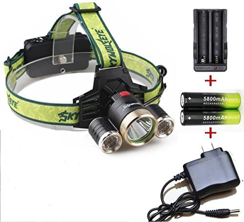 5000 Lumens 3X Cree T6 LED Headlamp 18650 Rechargable Headlight with Battery and Charger