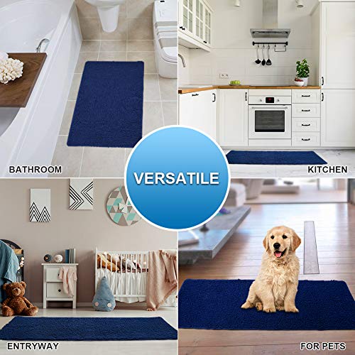 Secura Housewares Soft Microfiber Bathroom Rugs, 47 x 28 Inches Non Slip Bath Mat for Door, Bathroom & Bedroom with Water Absorbent, Machine Washable (Blue) - Thumbnail 4