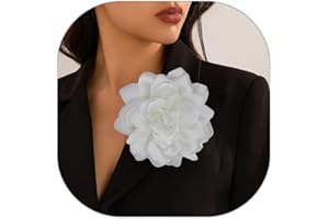 DECIXDE Satin Fabric Rose Flower Brooches - Handmade Floral Accessory for Wedding Party Dance Banquet Ceremony - Size: 4.72in